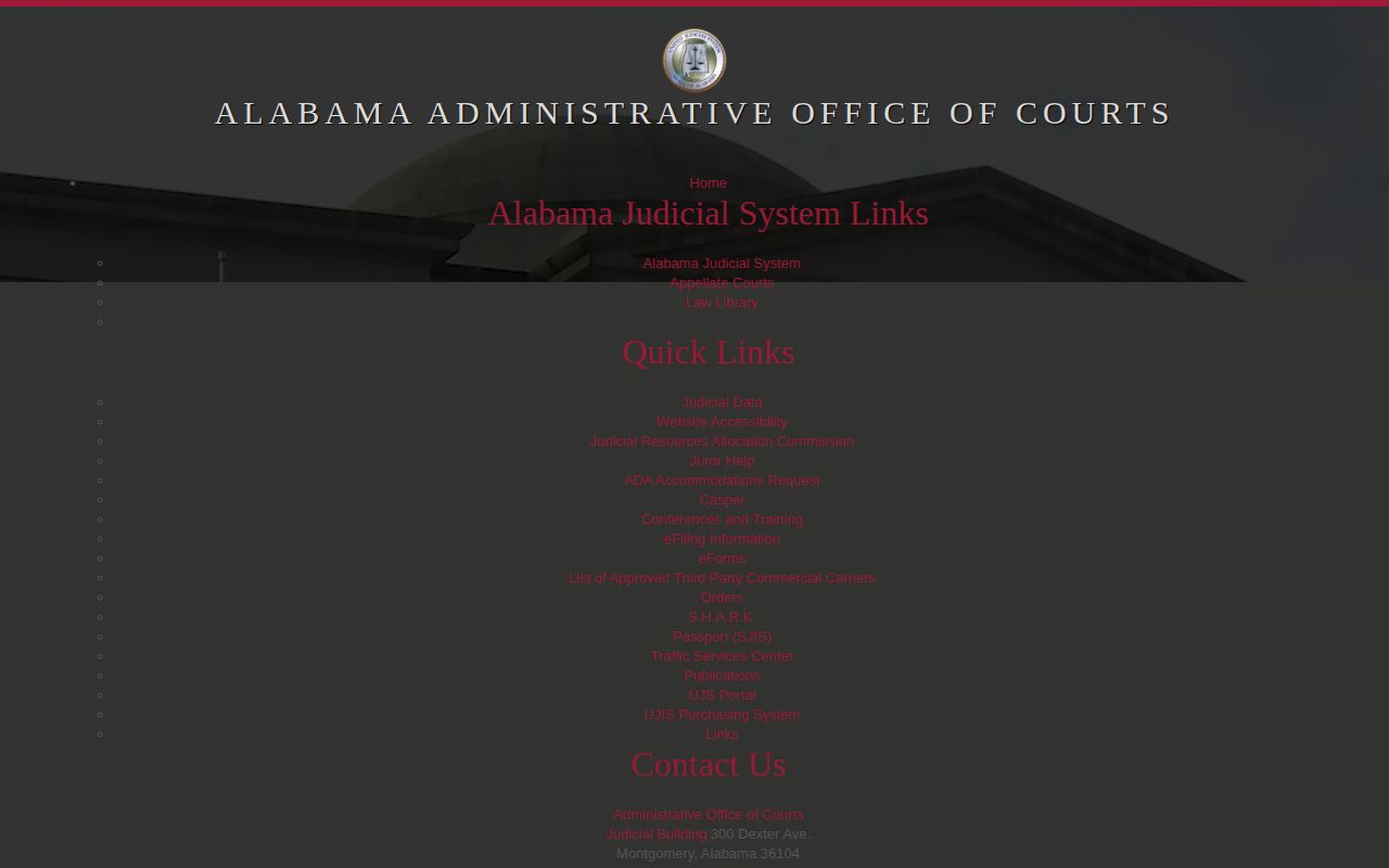 Alabama Judicial System official portal landing page