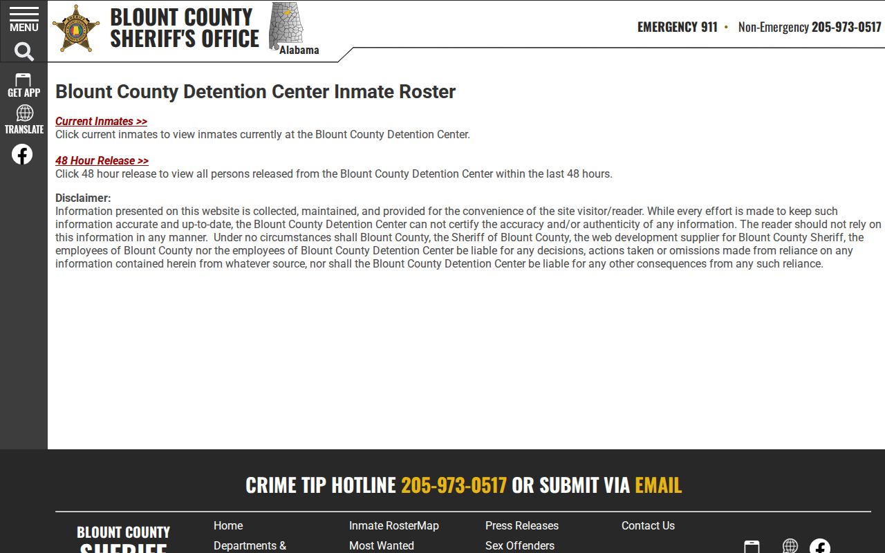 Blount County Sheriff's official roster chooser page